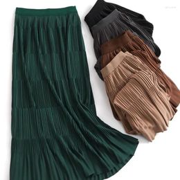 Skirts Autumn Winter Thick Drape Cakee Pleated A-line Long