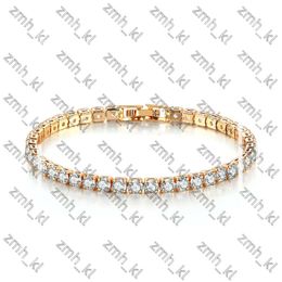 designer jewelry Women Bracelet Men Blue Emerald Pink Cubic Zirconia Hiphop Sier Gold Plated Jewelry Diamond One Row Hip Hop 4mm Crystal 120