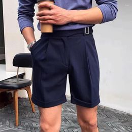 Men's Shorts Streetwear Fashion High Waist Straight For Men 2024 Summer Trendy Pleated Lace-up Belt Mens Vintage Short Pant