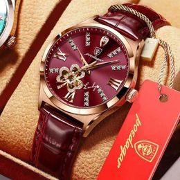 Wristwatches Women Moon Numbers Dial Bracelet es Set Ladies Leather Band Quartz Wrist Women Female Clock Relogio Mujer Hot d240430