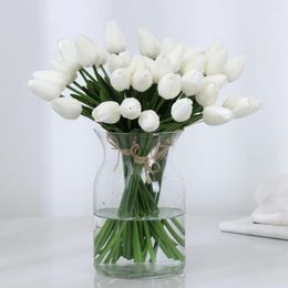 Decorative Flowers 9PCS Tulips Artificial Bunch Real Touch Tulip For Home Wedding Fake Bridal Bouquet Decoration