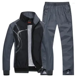 Men's Tracksuits Men Sportswear Spring Autumn Tracksuit 2 Piece Sets Sports Suit Jacket Pant Sweatsuit Male Fashion Print Clothing Size
