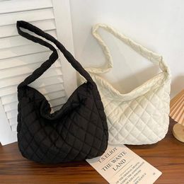 Evening Bags 2024 Lattice Pattern Shoulder Bag Space Cotton Handbag Women Large Capacity Tote Feather Padded Ladies Quilted Shopper