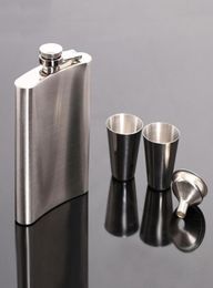 Outdoor Portable Stainless Steel 7oz Hip Flask Set Small Pocket Wine Bottles Set With Wine Glass Funnel Customizable Hip Flask DH12115065