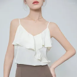 Women's Tanks 2024 Spring/Summer Korean V-neck Suit With Pure Desire For Suspender Sleeveless Vest Top Short Sleeves