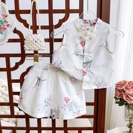Clothing Sets Summer Girls Clothes Sets Retro Kids Shirts+Shorts Fashion Princess Children Clothing Suits Toddler Girl Clothes 2Pcs 2-7Yrs