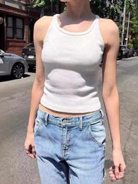 Women's Tanks White Ribbed Tank Top Women Summer Clothes 2024 Cotton Sexy 2000s Y2K Vest Girls Slim Basic Youthful Crop Streetwear