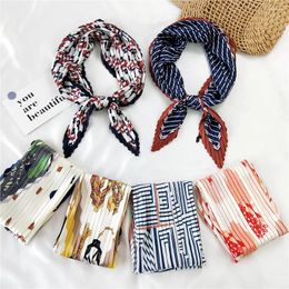 Scarves The 70cm Fold Small Square Scarf Silk Women's Neck Guard Around Thin Sunscreen Gauze Collocation Shirt
