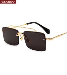 retro rectangle sunglasses men metal frame gold brown red semi rimless square sun glasses for women 2018 summer6455677