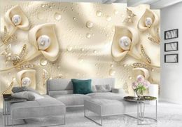 Custom 3d Wallpaper Luxury Flower Jewellery Calla Lily Butterfly Living Room Bedroom TV Background Wall Decoration Sticker Canvas Cu6573168