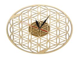 Flower of Life Intersect Rings Geometric Wooden Wall Clock Sacred Geometry Laser Cut Clock Watch Housewarming Gift Room Decor Y2005617712