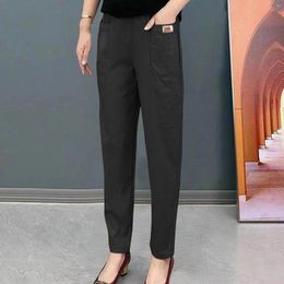 Women's Pants Women Pencil High Waist Pockets Printing Pure Color Slim Fit Spring Summer Trousers Versatile Slimming Effect Clothing