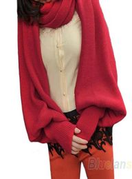Whole Fashion Style Women SolidSleeve Crochet Knit Long Soft Wrap Shawl Scarves Novelty 1EKJ9858527