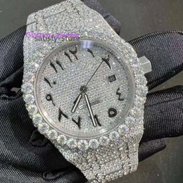 Handmade Pass Tester Moissanite Diamond Iced Out Famous Watch for Men Mechanical Fashion Brand WatchVVS