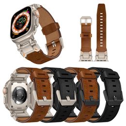 Luxury Explorer Genuine Top-grain Leather Strap Crazy Horse Bands Bracelet Watchband for Apple Watch 3 4 5 6 7 8 9 iWatch 42mm 44mm 45mm 49mm Ultra Band Straps