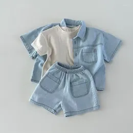 Clothing Sets Summer Childrens Set Boys And Girls Short Sleeved Denim Shirt Jacket Shorts Two-piece Baby Style Korean Version