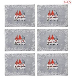 6pcs Gnome Swedish Tomte Doll Christmas Placemats Table Mats Heat Resistant Kitchen Tablemats Kids Dining Home Decoration C01166572587496