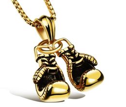 U7 Cool Sport New Men Necklace Fitness Fashion Stainless Steel Workout Jewelry Gold Plated Pair Boxing Glove Charm Pendants Access8711952