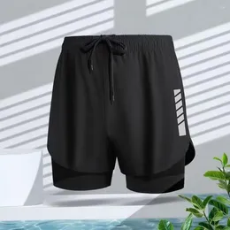 Men's Shorts Soft Fabric Quick Dry Double Layer Swim With Elastic Waist Slim Fit Water Sports Trunks For Swimming Jogging
