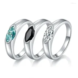 Cluster Rings Apaison 925 Sterling Silver Horse-eye Shape 5 10mm 1 Real Moissanite Ring Wedding Engagement For Women Fine Jewellery Gift