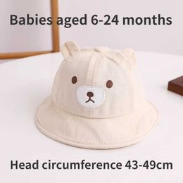 Caps Hats Cute Bear Baby Aged 6-24 Months Bucket Hat with Ears Boy Girl Cotton Kids Sun Hat Outdoor Summer Child Panama Cap