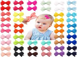 50 Pcslot 25 Colors In Pairs Baby Girls Fully Lined Hair Pins Tiny 2quot Hair Bows Alligator Clips For Little Girls Infants Tod7778796
