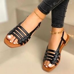 Sandals Women's Shoes Open Toe Slip On Casual Women Narrow Band Square Flat With Plus Size Ladies