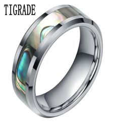 8mm Green Abalone Inlay Tungsten Carbide Ring For Women Polished Finish Bevelled Mens Wedding Band Engagement Fashion Jewellery T19069114451