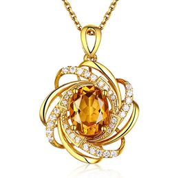 Real 18K Gold 2 Carats Topaz Pendant Women Luxury Yellow Gemstone 18 K Necklace Crystal Jewellery Womens Accessoires 2208184825433
