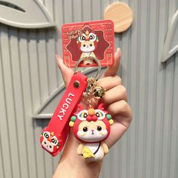 Creative and Cute Lion Awakening Little Chailong Doll, Schoolbag, Bag, Hanging Toy Keychain, Grasping Hine, Hanging Decoration