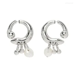 Stud Earrings Gothic Metal Pearl Tassels For Women Men 2024 Fashion Before After Detachable Wearing Dangle Jewellery