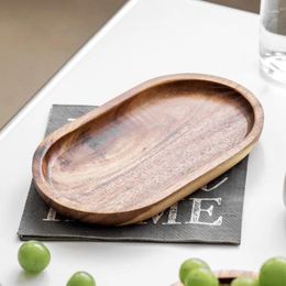 Plates 1PCS Japanese Tableware Wooden Plate Acacia Oval Tray Mini Solid Wood Small Children's Whole