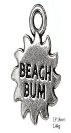 2021 Antique Silver Plated Beach Bum Flower Charms Engraved Letters DIY Jewellery Making2689947