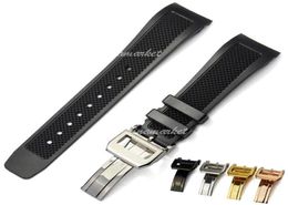 Black Diver Silicone Rubber Watch Bands ZLIMSN 22mm Strap Include deployment clasp FOR IWCWATCH Strap Buckle290f2600359