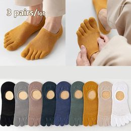 Men's Socks 3 Pairs Fashion Open Toe Sweat-absorbing Boat Cotton Breathable Invisible Ankle Short Sock Elastic Man No Show