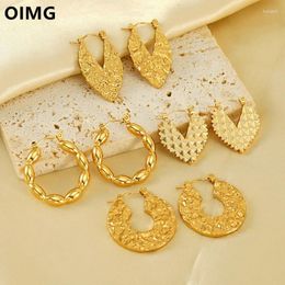 Hoop Earrings OIMG 316L Stainless Steel Gold Plated Waterproof Punk Crimping Hollow Heart Geometric For Women Gift Wholesale