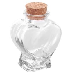 Whole 1pc Mini Clear Cork Stopper Heart Glass Bottles Jewellery Beads Display Vials Jars Containers Small Wishing Bottles EJ1204039216