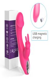 G spot Rabbit Vibrator Rechargeable Waterproof Dildo Vibe Dual Motor Clit Stimulator with 12 Vibration Modes Sex Toys for Couple Y4739420