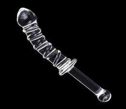 Women Glass Dildo Sex Pyrex Crystal Dildo Glass Sex Toys for Woman Anal Toys Adult Crystal Female Sex Products with handle Y1910223263208