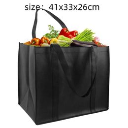 NonWoven Black And Grey Simple Foldable Portable EcoFriendly Large Capacity Reusable Grocery Duty Shopping Bags Handbag 240430