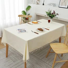 Table Cloth Cotton And Linen Pure Colour Waterproof Oil Disposable Rectangle_Jes4665