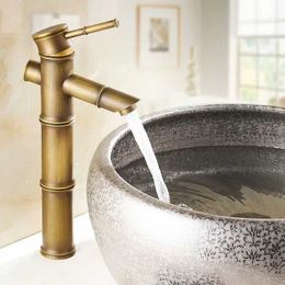 Bathroom Sink Faucets Basin Sink Taps Deck Mounted Brass Hot and Cold Water Mixer Tap Washing Basin Faucet Antique Brass Bathroom Faucet