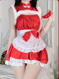 Casual Dresses Mini Red Sexy Dress Fashion Female Cosplay Women Costumes Christmas Elegant 2024 Top 0KU2