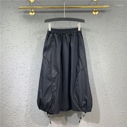 Skirts Korean Fashion Drawstring Slim Skirt Women's Mid Length 2024 Early Autumn Black Loose Blossom Long Female Clothing