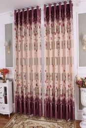 Rose Curtain for Living Room Bedroom Pastoral Style Elegant Romantic Rose Floral Design Door Window Treatment6284315