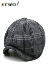 Sboy Hats BUTTERMERE Men Cap Unisex Beret Wool Hat Tweed Gatsby Octagonal Plaid Women Vintage Brand Winter Spring bill223S1107922