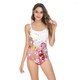 Women's Swimwear Fashion Floral Print One-piece Swimsuit Women Sling Beach