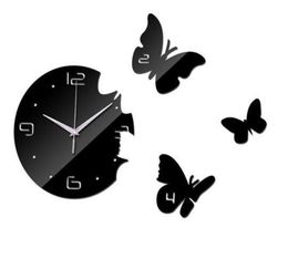 Creative living room butterfly wall clock acrylic clock wall stickers bedroom mirror wall clock acrylic clocks9339558