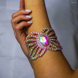 Bangle Stonefans Belly Hollow Arm Upper Bracelet Costume Accessories Fashion Colourful Crystal Chain Hand Jewellery Dance