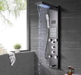 Led Digital Brushed Nickel Black Shower Panel Column Rain Waterfall Head Massage SPA Jets Mixer Tap Bath Bathroom Sets8607746